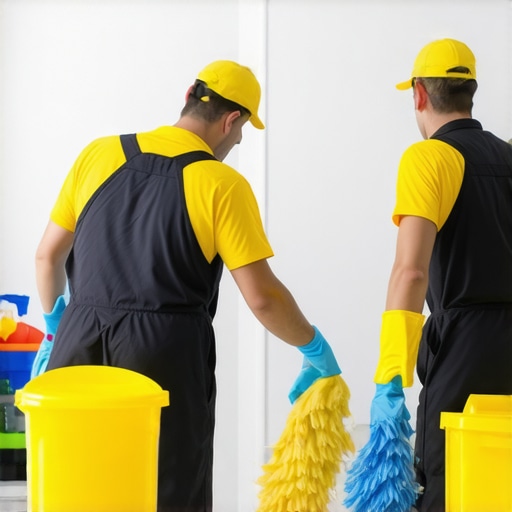 Cleaning team sanitizing a modern apartment for move-out