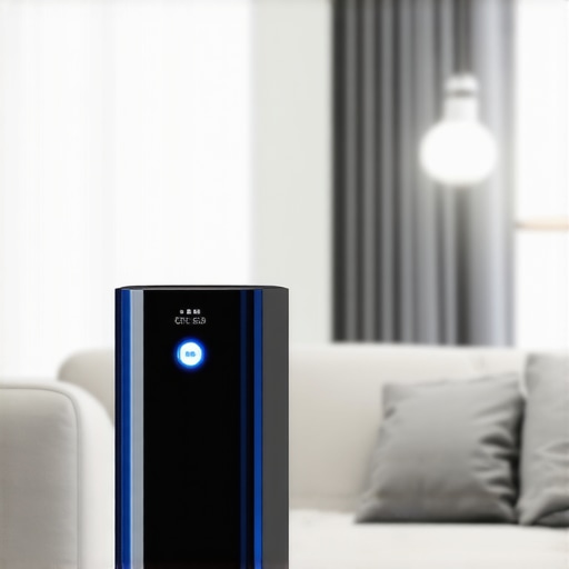 Home interior showing UV-C sterilizer being used for advanced sanitizing.