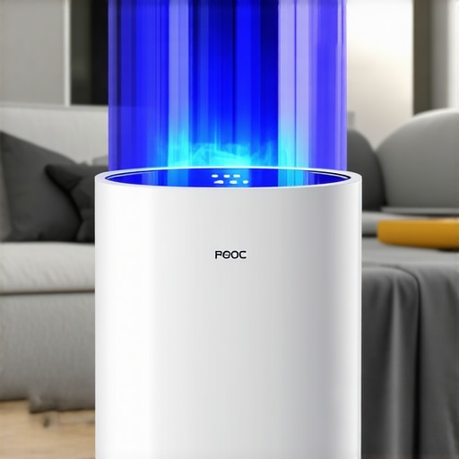 Home interior showing UV-C sterilizer for sanitizing surfaces.