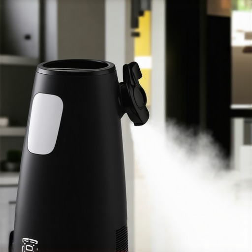 A professional steam cleaner sanitizing a modern living room with steam technology.