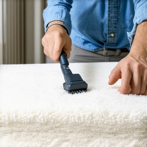 A cleaning technician carefully sanitizing upholstery fibers with advanced tools.