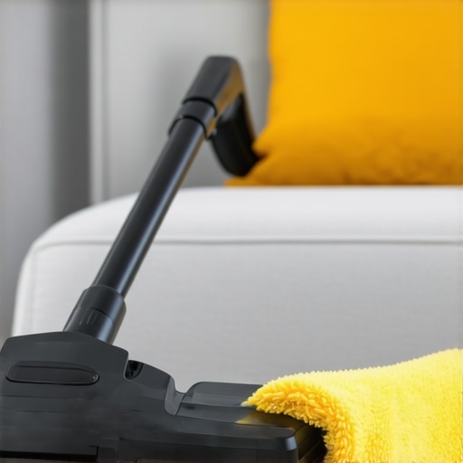 Professional upholstery cleaning tools in use, demonstrating maintenance techniques for furniture.
