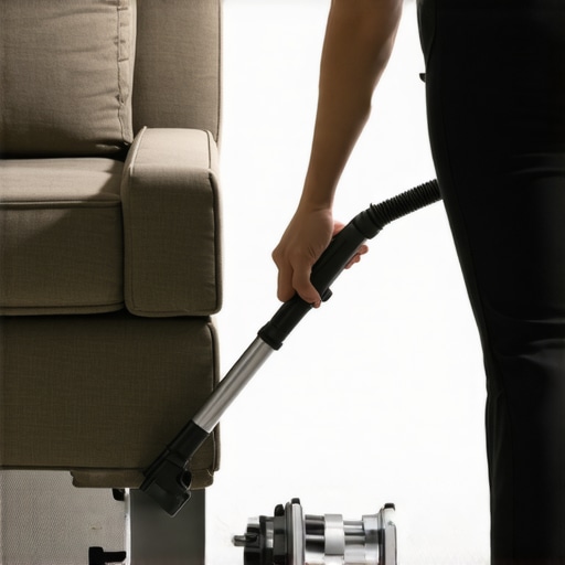 Person using vacuum attachments to clean corners and under furniture for move-out readiness