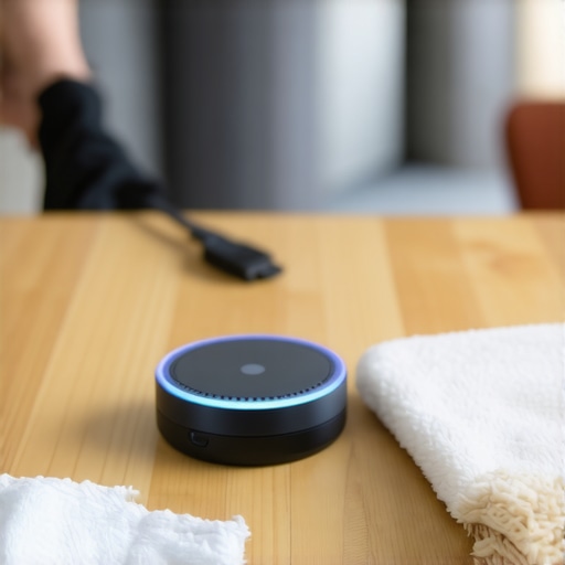 Person using microfiber cloth and small brush to clean smart lock sensors in a home.