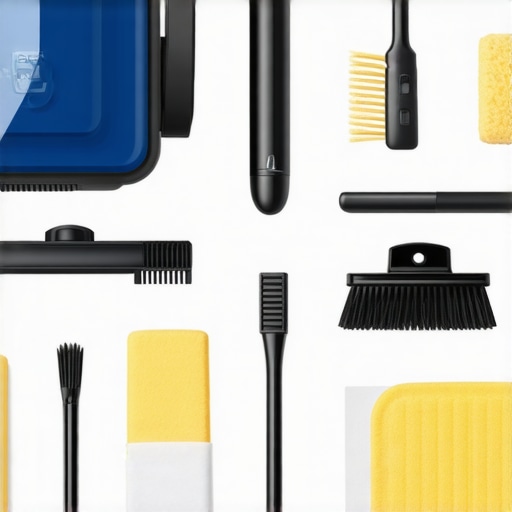 A collection of professional-grade cleaning tools for house maintenance.