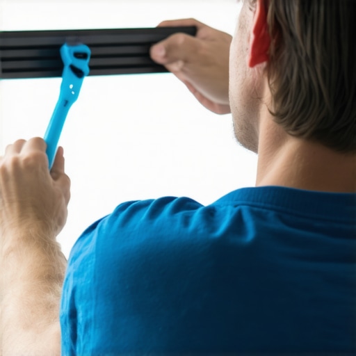 Person using a squeegee on a window to achieve streak-free shine