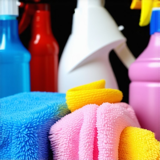 Image showing cleaning tools and disinfectants for deep house cleaning.