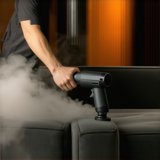 Deep Upholstery Cleaning in Progress A professional cleaning a sofa with a steam cleaner video