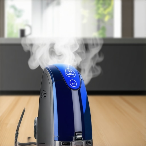 Effective Steam Cleaning Equipment A sleek steam cleaner releasing steam in a clean, modern kitchen.