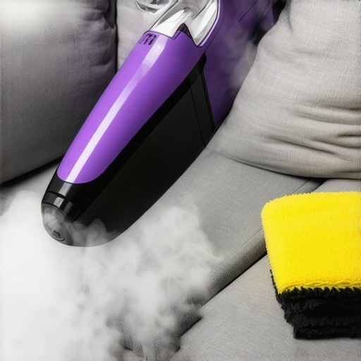 Person using a steam cleaner on upholstery to keep it sanitized and fresh