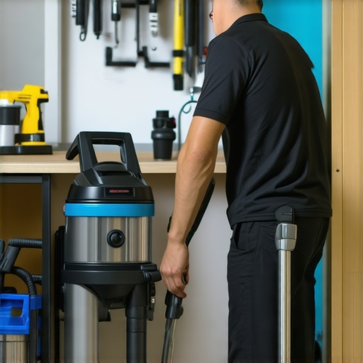 Proper tool maintenance ensures longevity. A clean and organized home tools storage area with vacuum and steam cleaner.