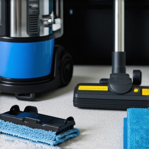Reliable Tools for Home Maintenance Microfiber cloths and HEPA-filter vacuum ready for house cleaning