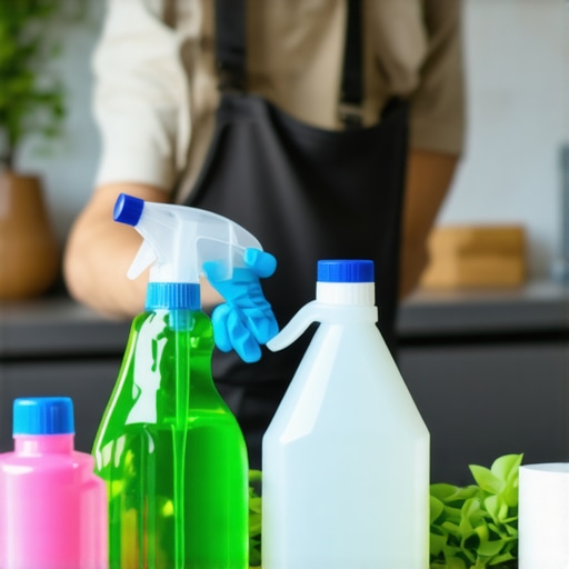 Cleaner sanitizing kitchen surface with eco-friendly products