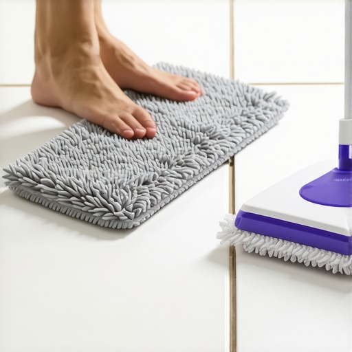 A close up of a person replacing a dirty steam mop pad with a fresh one to prevent floor streaks.