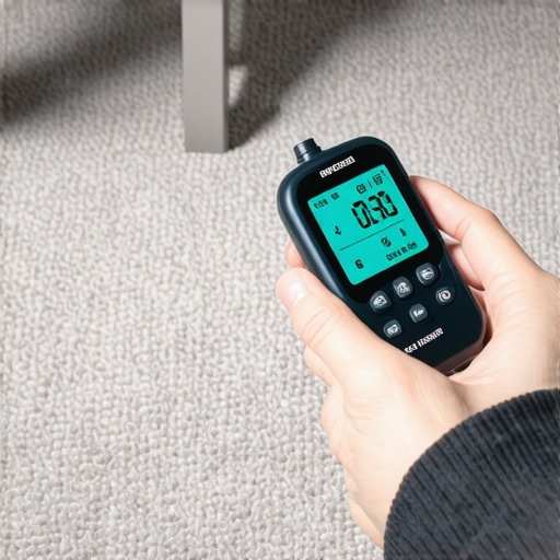 A professional moisture meter being used to check carpet dampness after cleaning