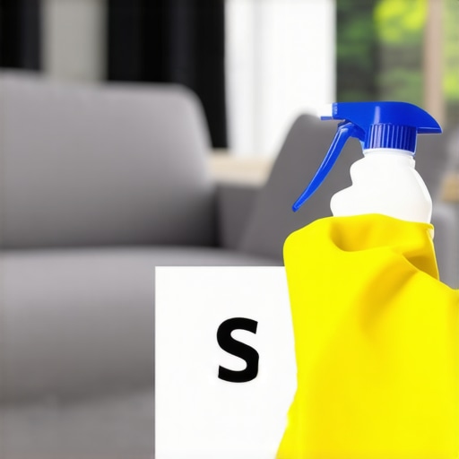 Checking the S-Code Upholstery Care Label A hand pointing to an S-code cleaning instruction label on a fabric sofa to avoid water damage.