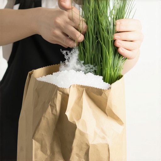 Cleaning artificial plants with the salt bag method A person demonstrating how to clean silk plants using salt in a paper bag.