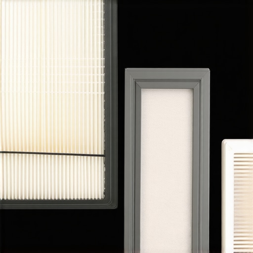 Comparing Clean and Dirty Vacuum HEPA Filters A side-by-side comparison of a clean white HEPA filter and a dirty grey filter from a vacuum cleaner.