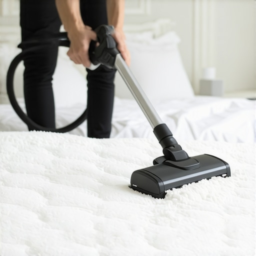 Deep cleaning mattress with vacuum upholstery attachment Vacuuming baking soda off a mattress using an upholstery attachment