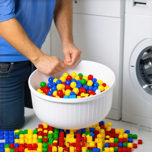 Drying Plastic Blocks with a Salad Spinner A home cleaning hack showing a salad spinner being used to remove water from plastic toy blocks.