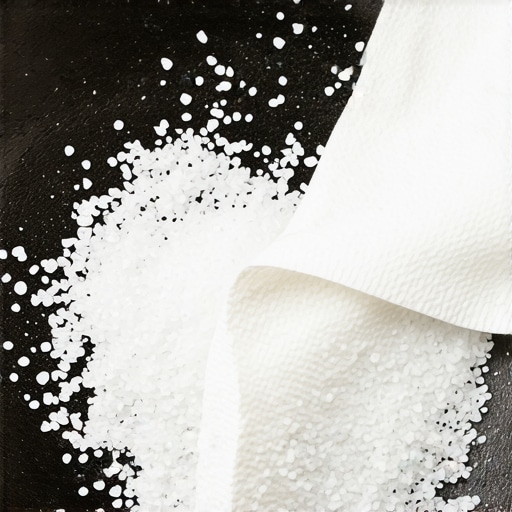 Effective salt scrub for cast iron pans A person using coarse kosher salt to clean a cast iron skillet.