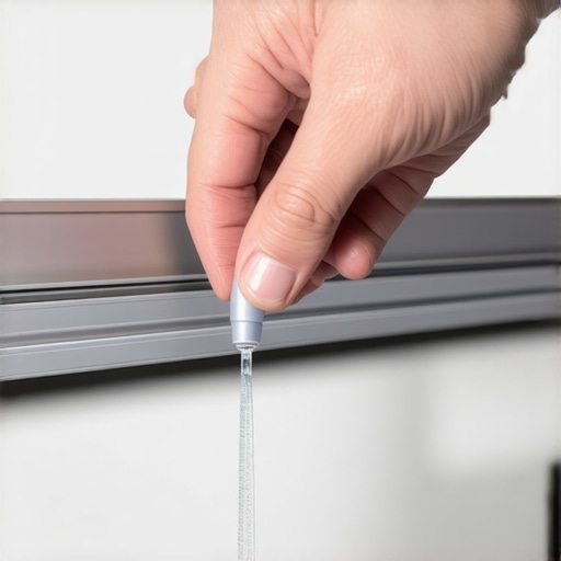 Expert Lubrication for Sliding Door Tracks Close up of applying dry silicone spray to a clean sliding door track to ensure smooth movement.