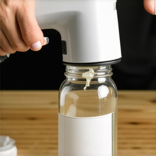 Fast heat method for jar label removal Using a hairdryer to melt adhesive on a glass bottle for easy label peeling.
