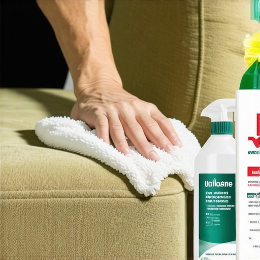 Gentle Upholstery Cleaning Technique A person carefully cleaning a velvet sofa to avoid fabric damage.