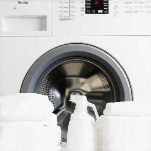 High-Efficiency Sanitize Cycle Settings A modern washing machine displaying the sanitize cycle for bedding.