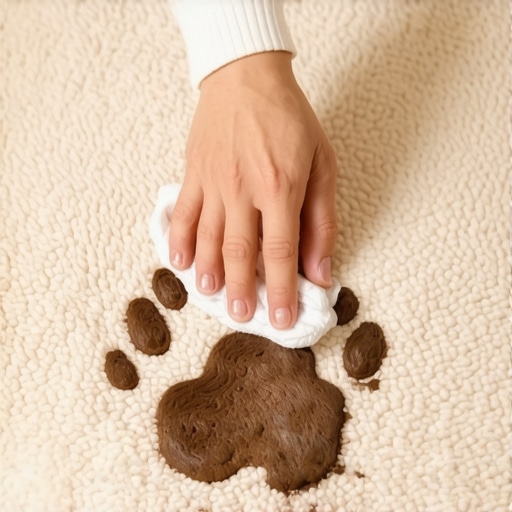 How to lift muddy paw prints from a cream rug without spreading the dirt