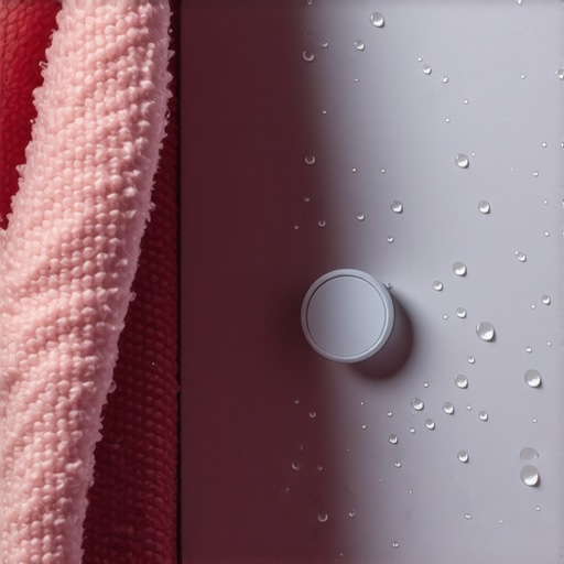 Microfiber cloth sanitizing a light switch Detailed view of a damp microfiber cloth cleaning a light switch plate.