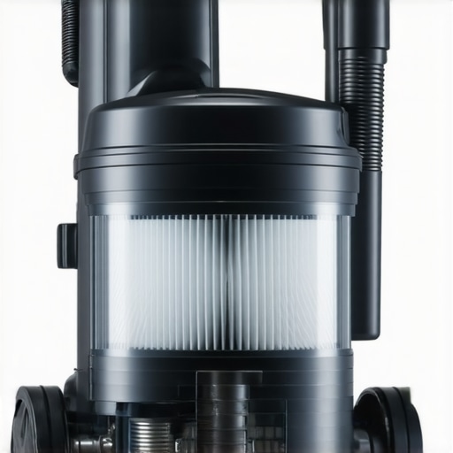 Close-up of a clean HEPA filter inside a high-end vacuum cleaner