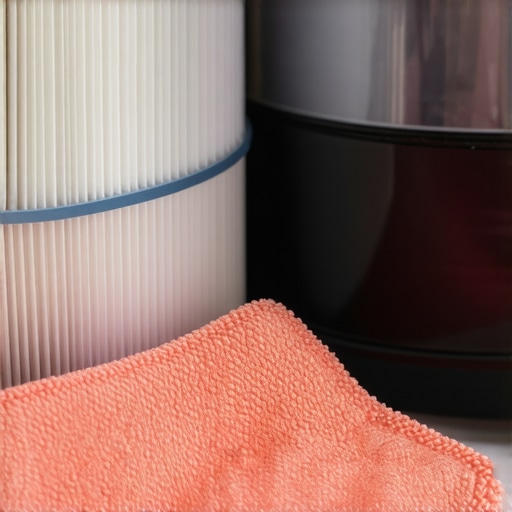 Close up of professional cleaning tools and vacuum filters for home maintenance.