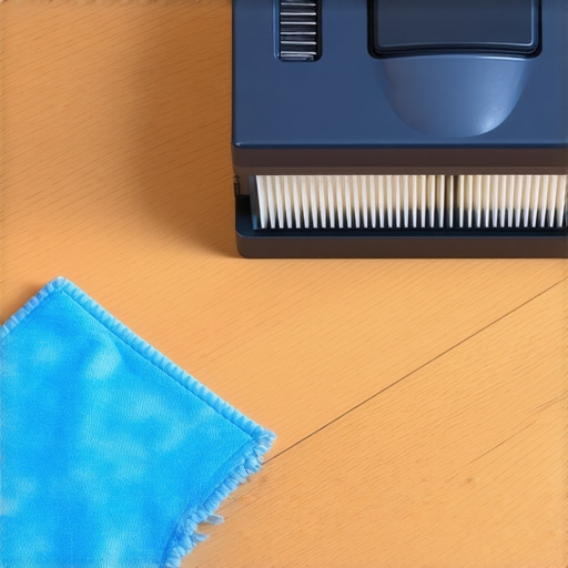 Professional Cleaning Tools for Home Maintenance A HEPA filter and microfiber cloth used for advanced home sanitizing