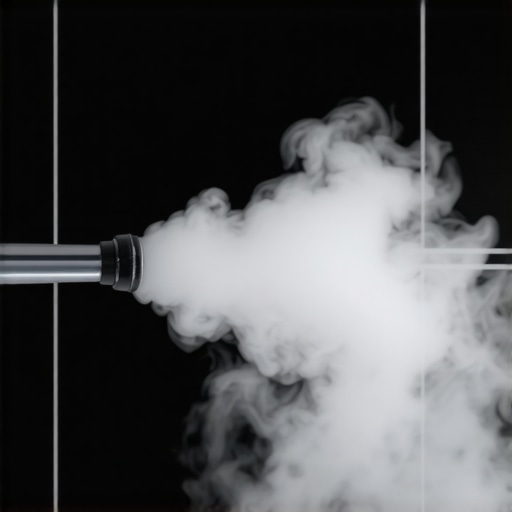 Professional Steam Cleaner Nozzle in Action Close-up of a high-pressure steam cleaner nozzle blasting steam on bathroom tiles.