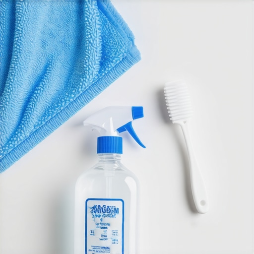 Professional Tools for Light Switch Sanitization A cleaning kit with microfiber cloth and rubbing alcohol for light switch maintenance.