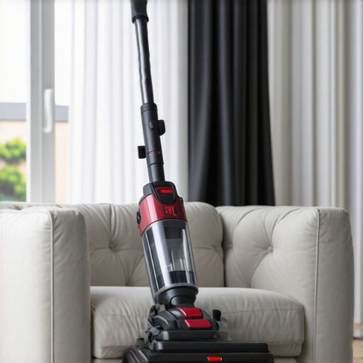 Professional Upholstery Cleaning Tools HEPA vacuum with upholstery attachment cleaning a sofa