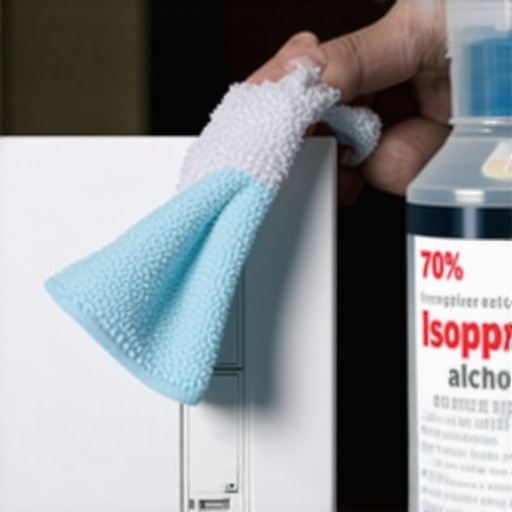 Professional light switch sanitizing technique Cleaning a light switch with isopropyl alcohol and a microfiber cloth