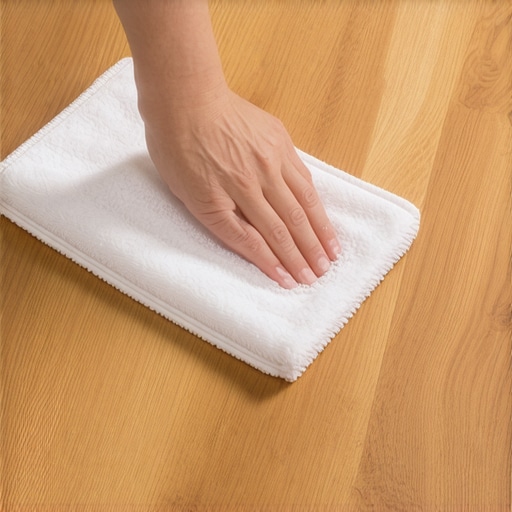 microfiber cloth wiping away floor residue