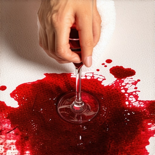 The Proper Blotting Technique for Upholstery Close-up of blotting a wine stain on a white sofa with a clean white cloth.