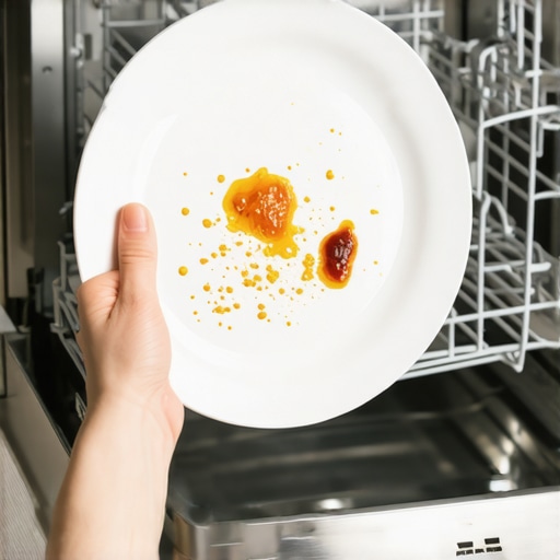 A person loading a dirty plate into a dishwasher to demonstrate enzyme-based cleaning.
