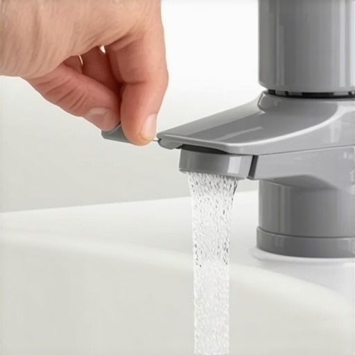 Unclogging dishwasher spray arm nozzles Close up of cleaning a dishwasher spray arm with a toothpick to improve water pressure.