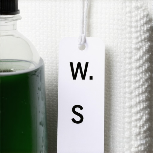 A close-up of an upholstery cleaning tag on a white sofa illustrating proper cleaning codes.