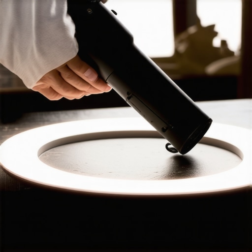 Using a hairdryer to remove a white water ring from a wood table Step by step guide showing a hairdryer being used on a wooden surface to remove moisture stains.