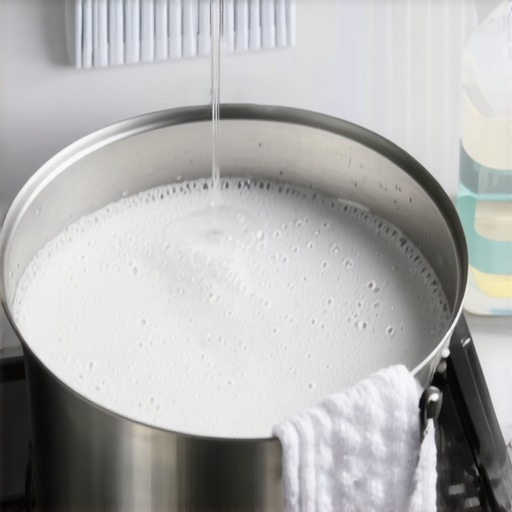 stripping microfiber cloths with vinegar Boiling microfiber cloths in a pot with white vinegar to remove fabric softener buildup.